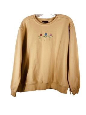 Trilogy Women's Gold Floral Embroidered Sweatshirt Size XL
